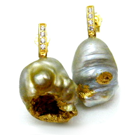 Kintsugi Collection Mismatched  South Sea Pearl Earrings